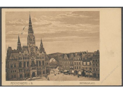 32 - Liberec (Reichenberg), radnice s náměstím (rathausplatz), cca 1930