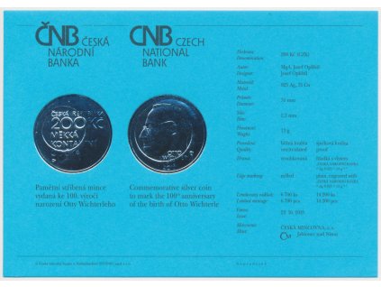 ČR, certifikát k Ag minci 200,-Kč, 2013, Otto Wichterle