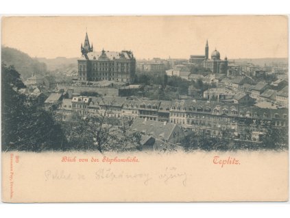 65 - Teplice, pohled na město ze Štěpánovy výšiny, cca 1918