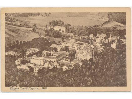 Slovensko, Trenčianské Teplice, celkový pohled na  lázeňské město, cca 1922