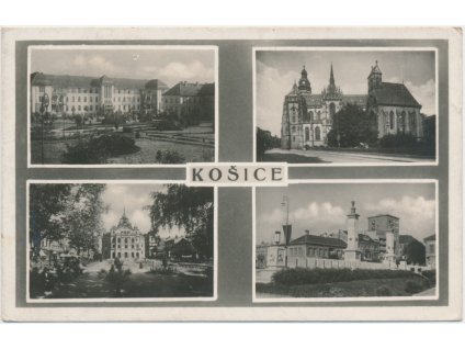 Slovensko, Košice, 4 - záběr, nemocnice, divadlo, pomník C. A. ..., 1948