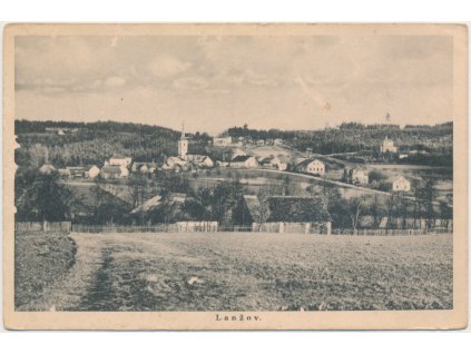 66 - Trutnovsko, Lanžov, celkový pohled na obec, cca 1918