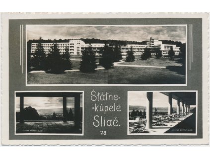 Slovensko, Sliač, Štátne kúpele, 3 - záběr, celkový pohled, terasa..., 1935