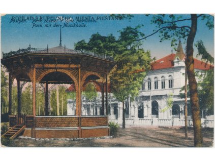 Slovensko, Piešťany, partie z parku s altánkem, cca 1917