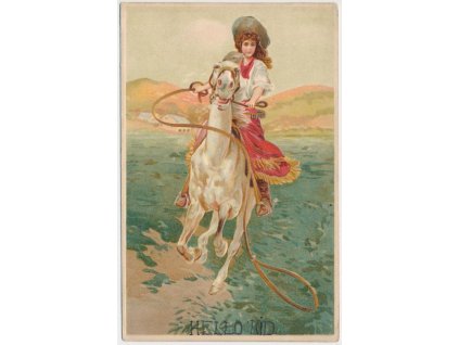Kovbojský pozdrav, litografie, cca 1913