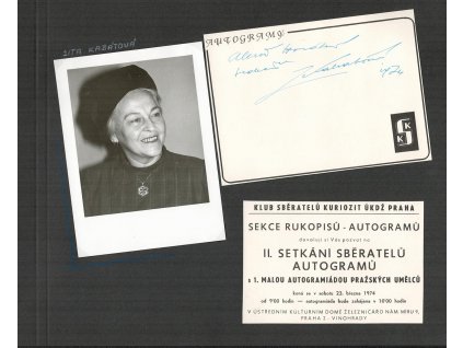 Kabátová Zita (1913-2012), česká herečka, sběratelský list cca A4