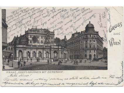 Rakousko, Wien, Franz Josefs - Brunnen mit Ziererhof, cca 1900