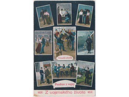 Vojenská pohlednice, 9 záběrů "Z vojenského života"...
