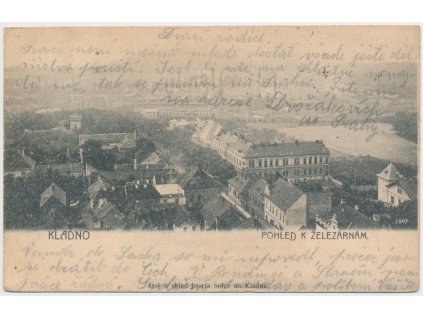 27 - Kladno, pohled na město k železárnám, cca 1905