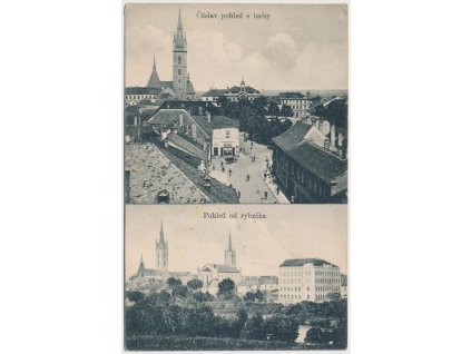 31 - Kutnohorsko, Čáslav, 2 - záběr, Pohled z bašty a od rybníka, 1914