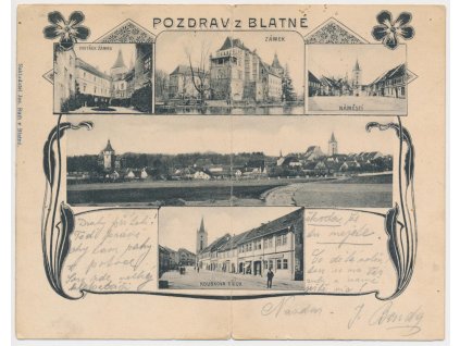 60 - Strakonicko, Blatná, 5-ti záběrová koláž dominant, ojedinělé,1902
