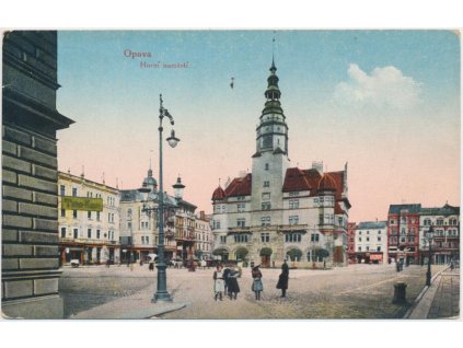 42 - Opava, oživené Horní náměstí, Nakl. F. Havlický, cca 1918