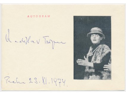 Trojan Ladislav (1932), herec, sběratelská kartička s vl. podpisem