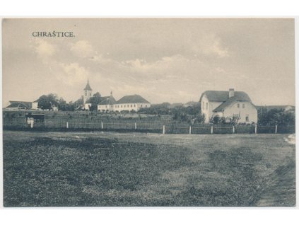 54 - Příbramsko, Chraštice, pohled na obec, cca 1918