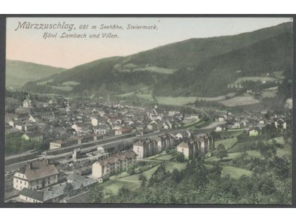 Austria, Styria, Mürzzuschlag, overview with hotel Lambach and villas, cca 1909