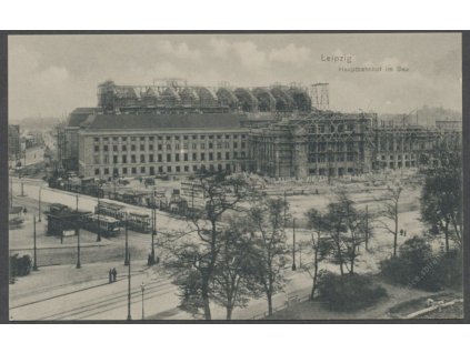 Germany, Leipzig, Train Station under construction, publ. Trinks & Co., cca 1908