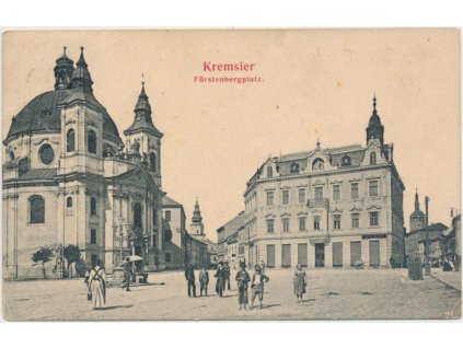 30 - Kroměříž, oživená Fürstenbergplatz, cca 1908