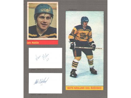Näslund Mats a Molin Lars, švédští hokejisté, sběratel. list, podpisy