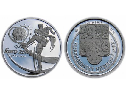 ČR, Ag medaile, ME ve fotbale, 2004, Ag 0,999, váha 16 gramů, PROOF !!