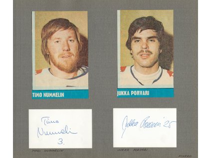 Hokej, Finsko, Nummelin Timo a Porvari Jukka, sběratel. list, podpisy