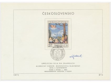 ČSSR, pamětní list s originální známkou a příležitostným razítkem,1971