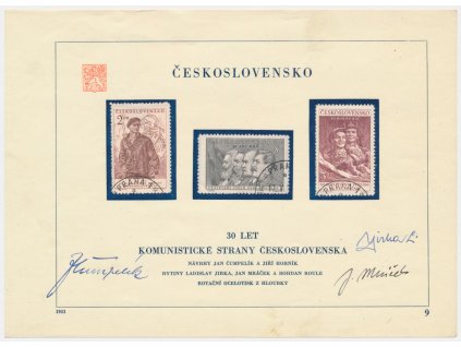 ČSSR, pamětní list s originální známkou a příležitostným razítkem,1951