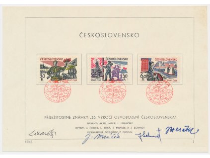 ČSSR, pamětní list s originální známkou a příležitostným razítkem,1965
