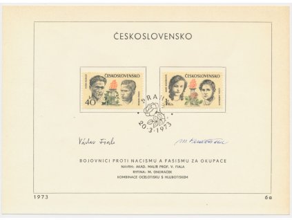 ČSSR, pamětní list s originální známkou a příležitostným razítkem,1973