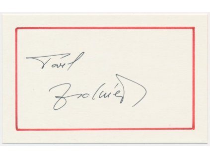 Zedníček Pavel (1949), herec, sběratelská kartička s vl. podpisem