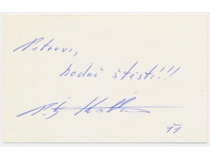 Kostka Petr (1938), herec, sběratelská kartička s vlastn. podpisem