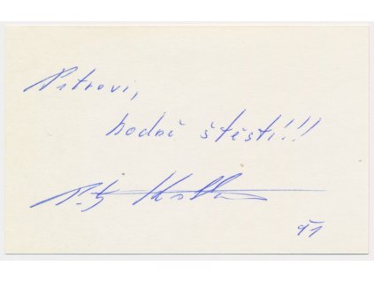 Kostka Petr (1938), herec, sběratelská kartička s vlastn. podpisem