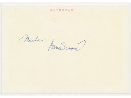 Vančurová Marta (1948), herečka, sběratelská kartička s vl. podpisem