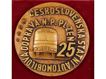ČSSR,  AE  plaketa ČSAD Plzeň - 25 let, 1973, krabička, stav 1/1