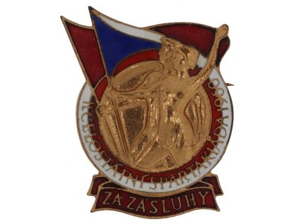 ČSSR, AE odznak Za zásluhy o celostátní spartakiádu, 1960, zlatý stupeň