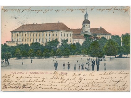 33 - Litoměřicko, Roudnice n. Labem, oživená partie před zámkem, cca 1901