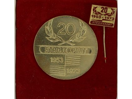 ČSSR, AE plaketa 20.let Srojexportu, krabička, stav 1/1