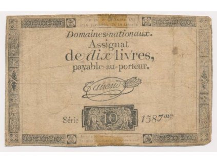 Francie, 10 Sols, 1791, Assignat, peněžní poukázka, oběhový stav