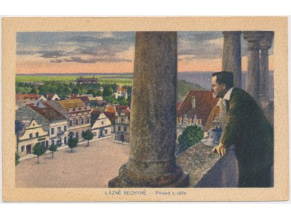 64 - Táborsko, Lázně Bechyně, pohled z věže, nákl. E. Zenker, cca 1919