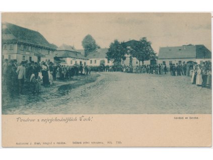 75 - Žďársko, Svratka, obyvatelé na náměstí, Nakl. J. Klesl, cca 1901