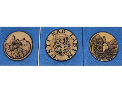 ČSSR, Ústí nad Labem, 3 ks AE medailí cca 1980, původní etue, stav 1/1