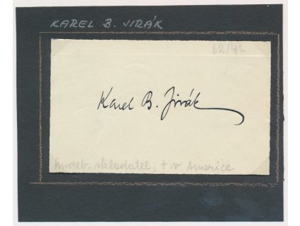 Jirák Karel Boleslav (1891-1971), skladatel, sběrat. kartička s vl. podpisem