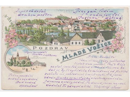 64 - Táborsko, Mladá Vožice, 2 - záběrová litografie F. Hoblík, cca 1904