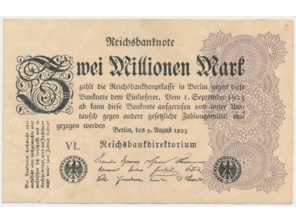 Německo, 2 Mio (milióny) marek, 1923,  slušný stav 2