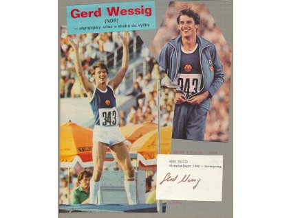 Wessig Gerd (1959), východoněmecký atlet, sb. list s vl. podpisem