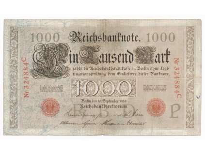 Německo, 1000 Mark, 1909, staré datum, stav: 3