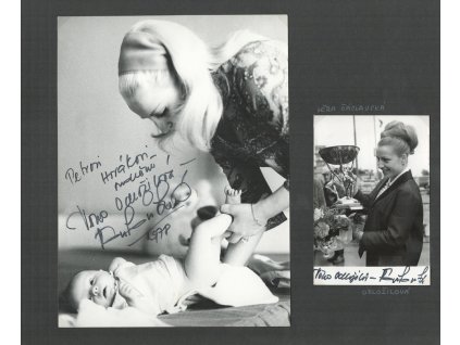 Čáslavská Věra (1942-2016), gymnastka, sběratelský list s vl. podpisem