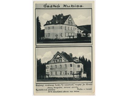 15 - Domažlicko, Česká Kubice, 2-záběr hotelu "U Nádraží", cca 1934