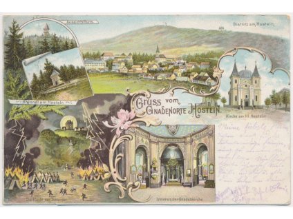 30 - Kroměřížsko, Svatý Hostýn,  5 - ti záběrová koláž, cca 1902