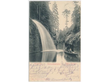 14 - Děčínsko, Edmundova soutěska, lidé na loďce, cca 1904