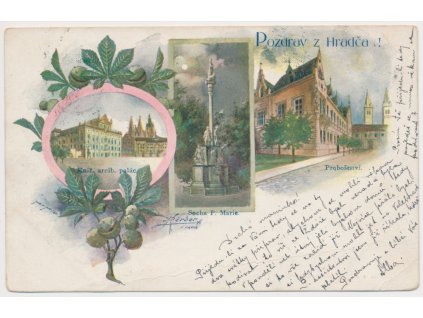 49 - Praha, 3 - záběrová koláž, "Pozdrav z Hradčan", cca 1900